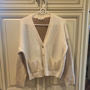 Madewell Cream and Tan Cardigan Sweater